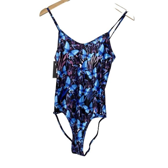 NWT Ethika Women’s Bodysuit Blue One Piece Spaghetti Strap Size Large - Picture 1 of 6